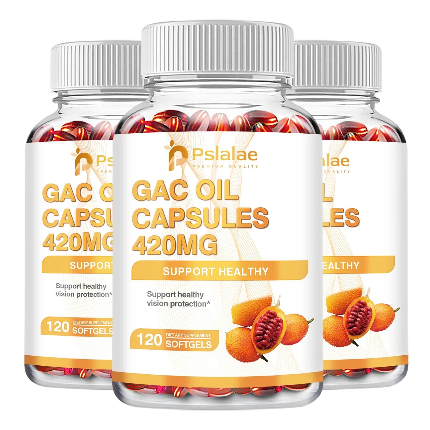 Gac Oil 420mg - Vision Protection, Gastrointestinal Support, Cholesterol Reduction - 120 Capsules Three-Best choice United States