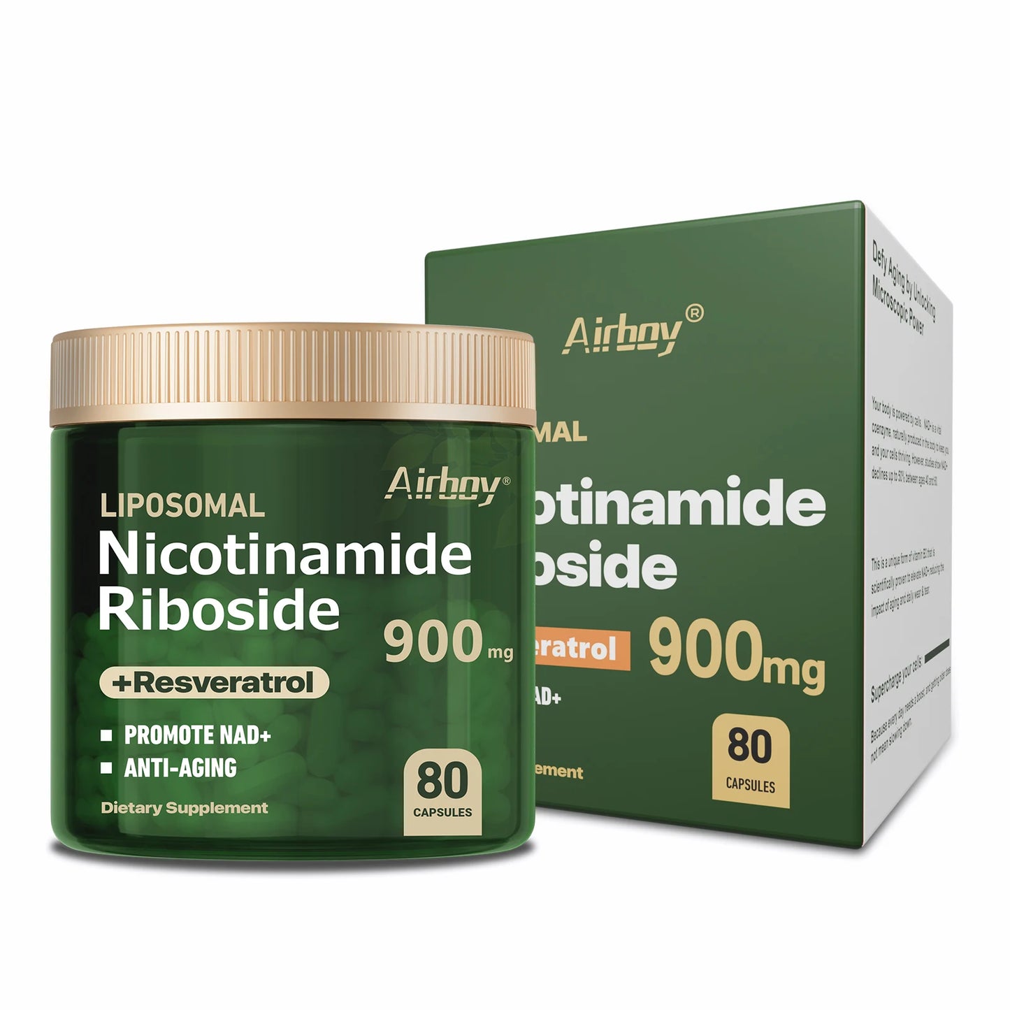 Nicotinamide Riboside + Resveratrol - Quercetin, High Purity NAD Supplement - 80 Capsules 80 Capsules United States