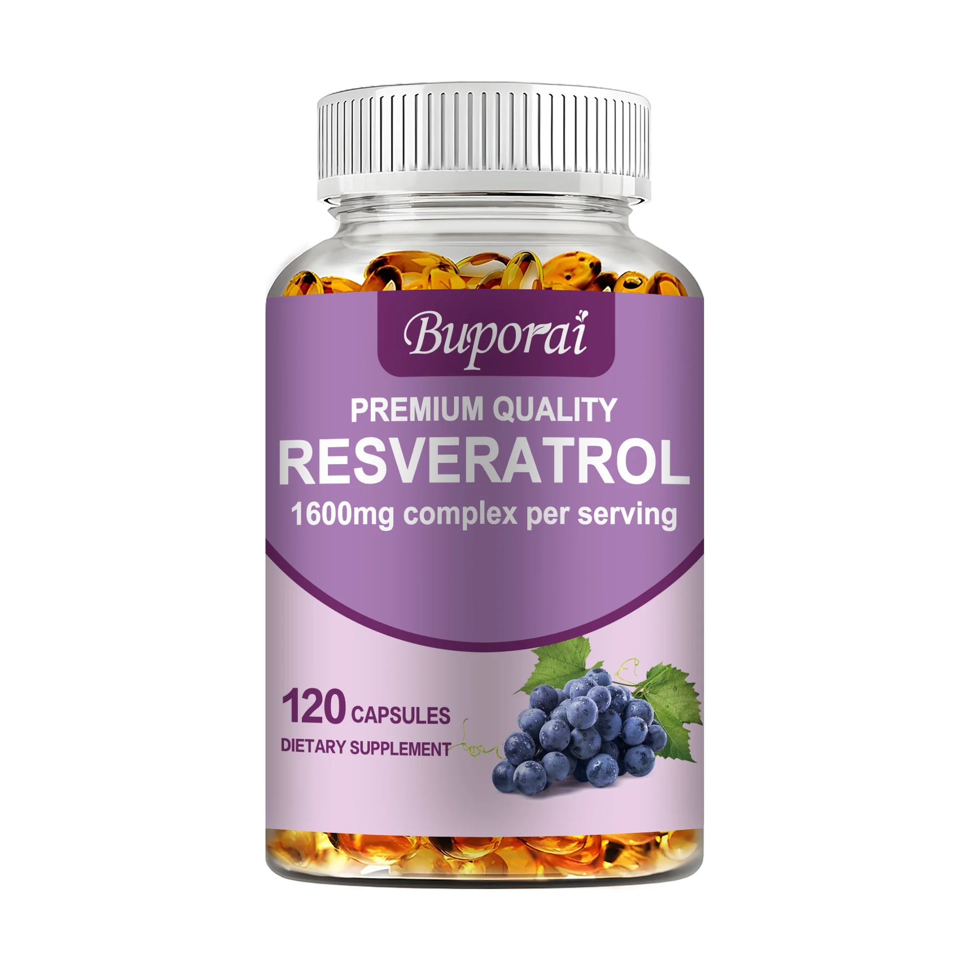 Resveratrol - Supports Skin, Cardiovascular Health, Boosts Metabolism, Antioxidant, Anti-aging - 120 Capsules 120 Capsules United States