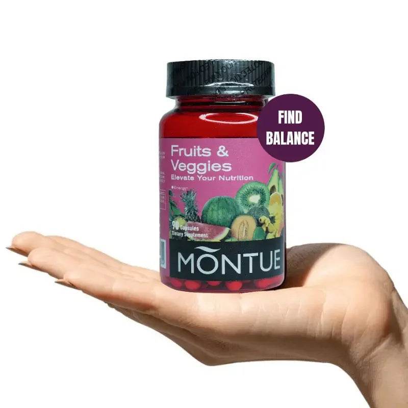 Montue Fruits and Veggies Supplement - 90 Fruit and 90 Veggie Capsules - Supports Energy Levels, Vitamins & Minerals -Made in Th