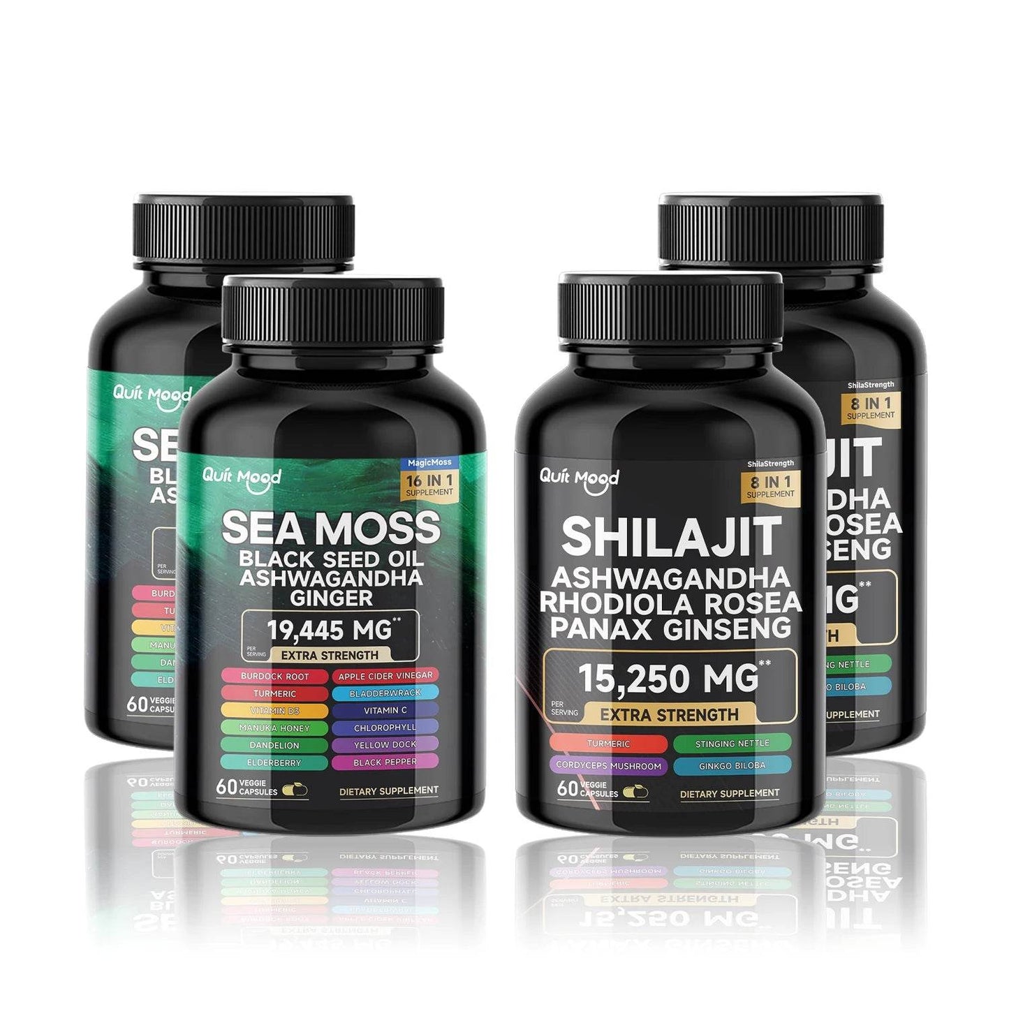 Sea Moss and shilajit Bundle 120 capsules, with Seamoss, Black Seed Oil, Ashwagandha, Ginger, Burdock Root, Turmeric, Black Pepp 2 Bundles United States