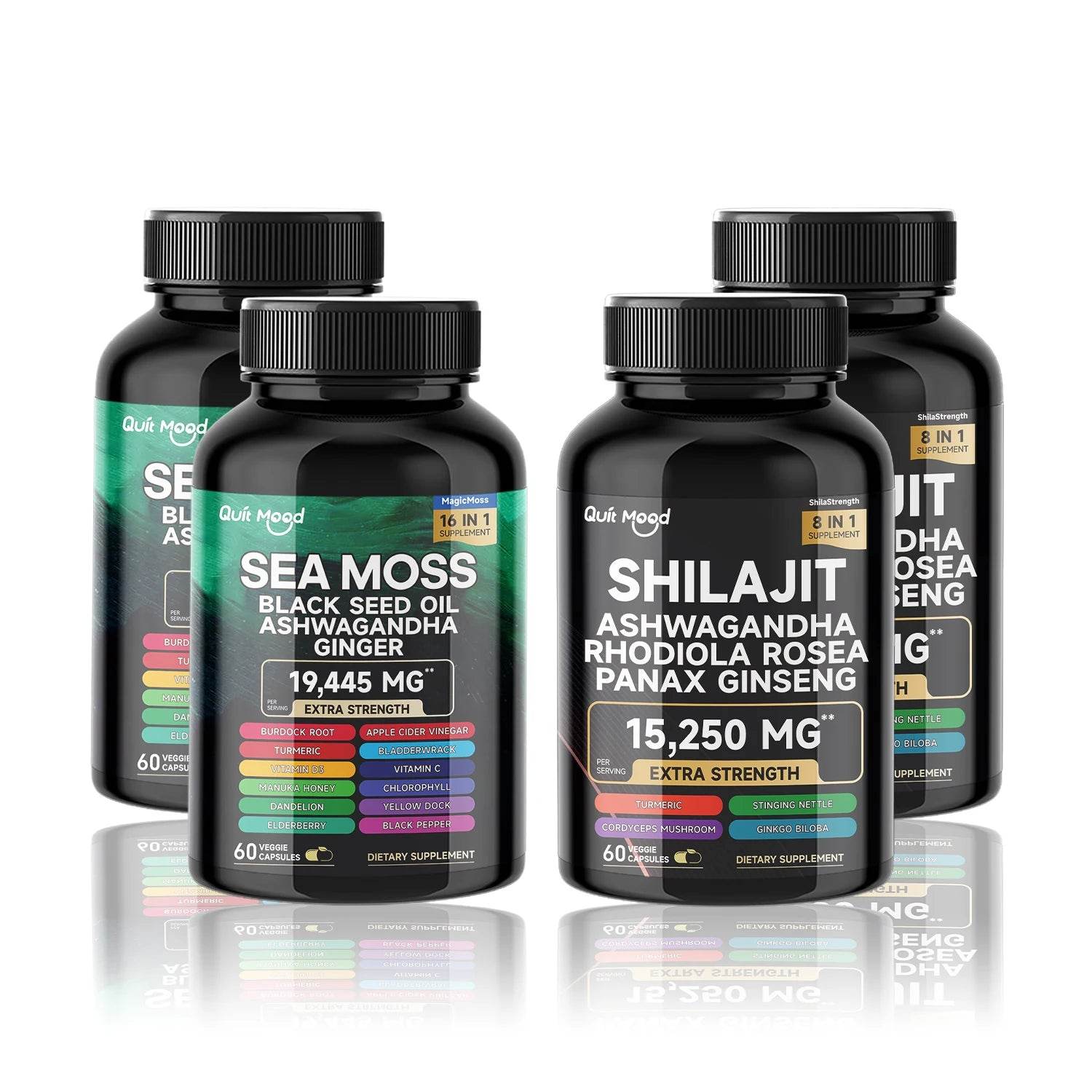 Sea Moss and shilajit Bundle 120 capsules, with Seamoss, Black Seed Oil, Ashwagandha, Ginger, Burdock Root, Turmeric, Black Pepp 2 Bundles United States