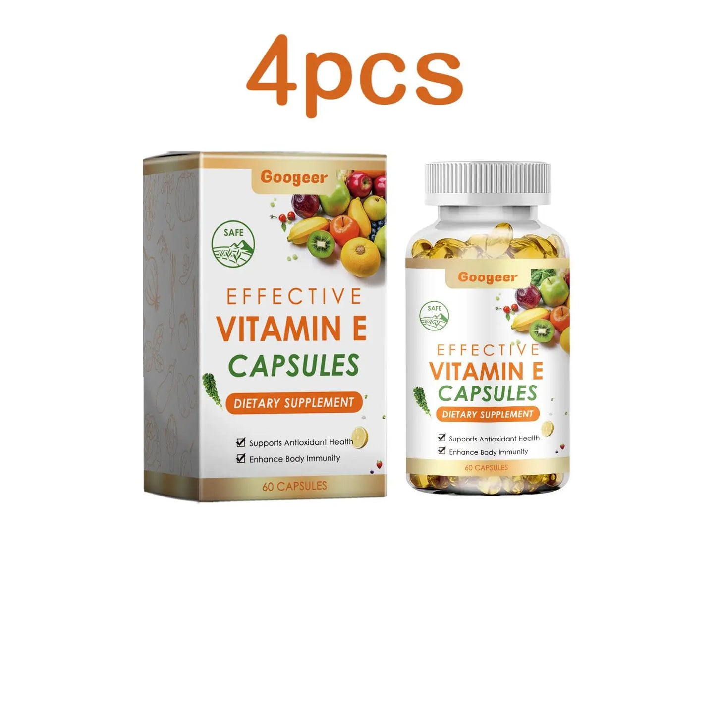 Googeer 60pcs Vitamin E Capsule Promote Digestion Help Blood Birculation Enhance Energy Daily Vitamin Supplement Dietary Capsule buy 2 free 2 United States