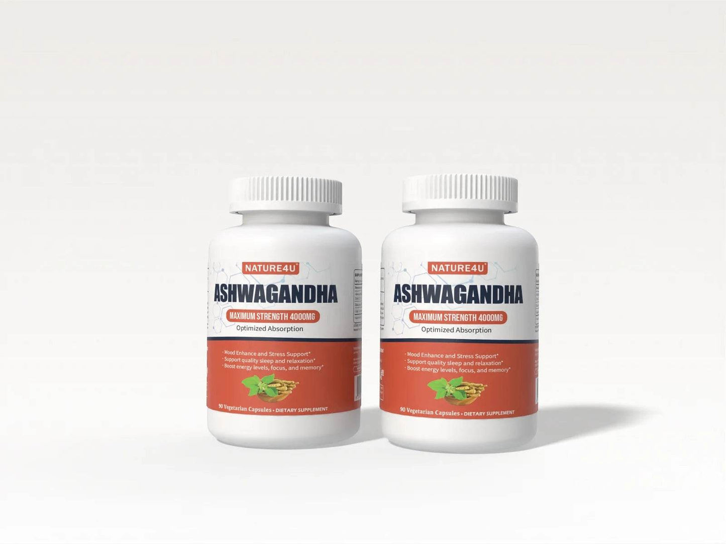 Nature4U Ashwagandha 4000mg Extra Strength, Natural Adaptogen Mood & Stress Support, Sleep & Energy Support, 90 Vegan Capsules 2 bottles United States