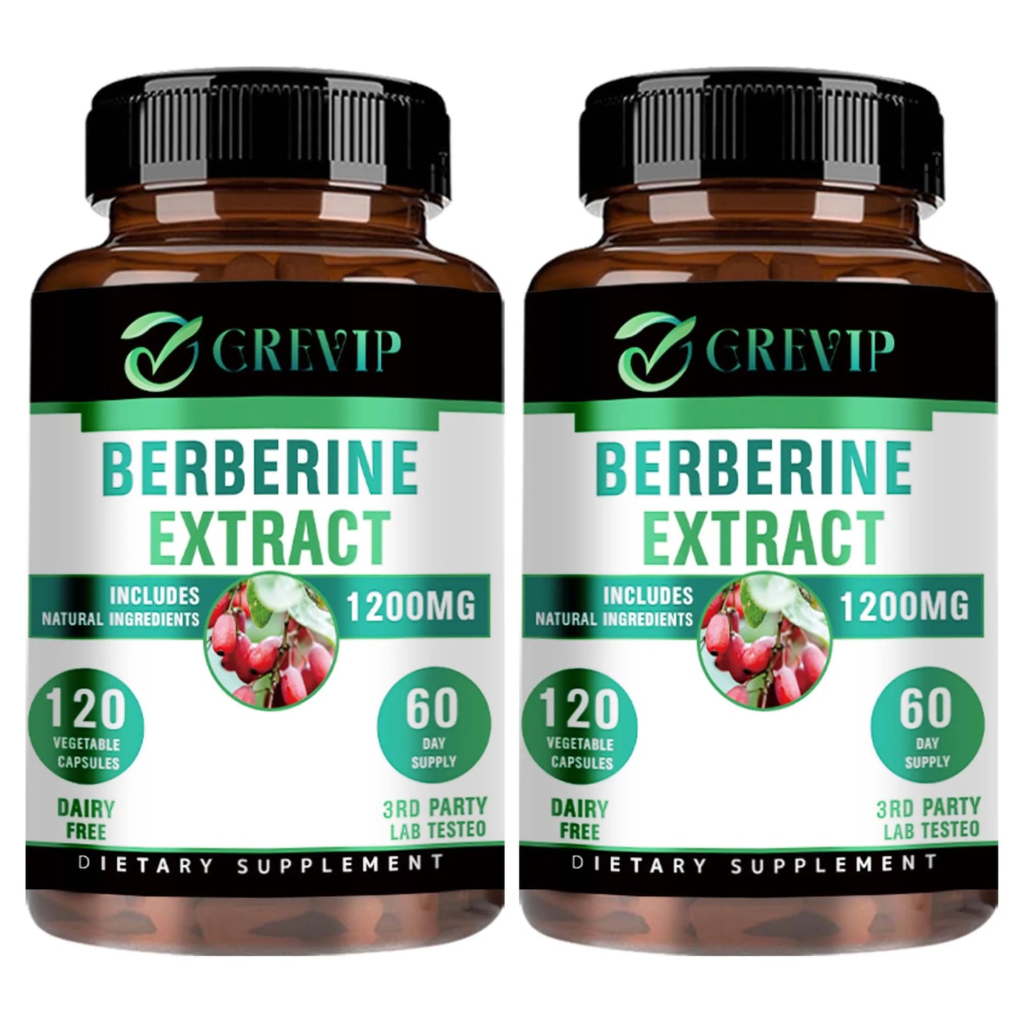 Berberine Supplement 1200mg - Gut Health, and Enhance Immunity, Helps with Glucose Levels - 120 Capsules Two-More favorable United States