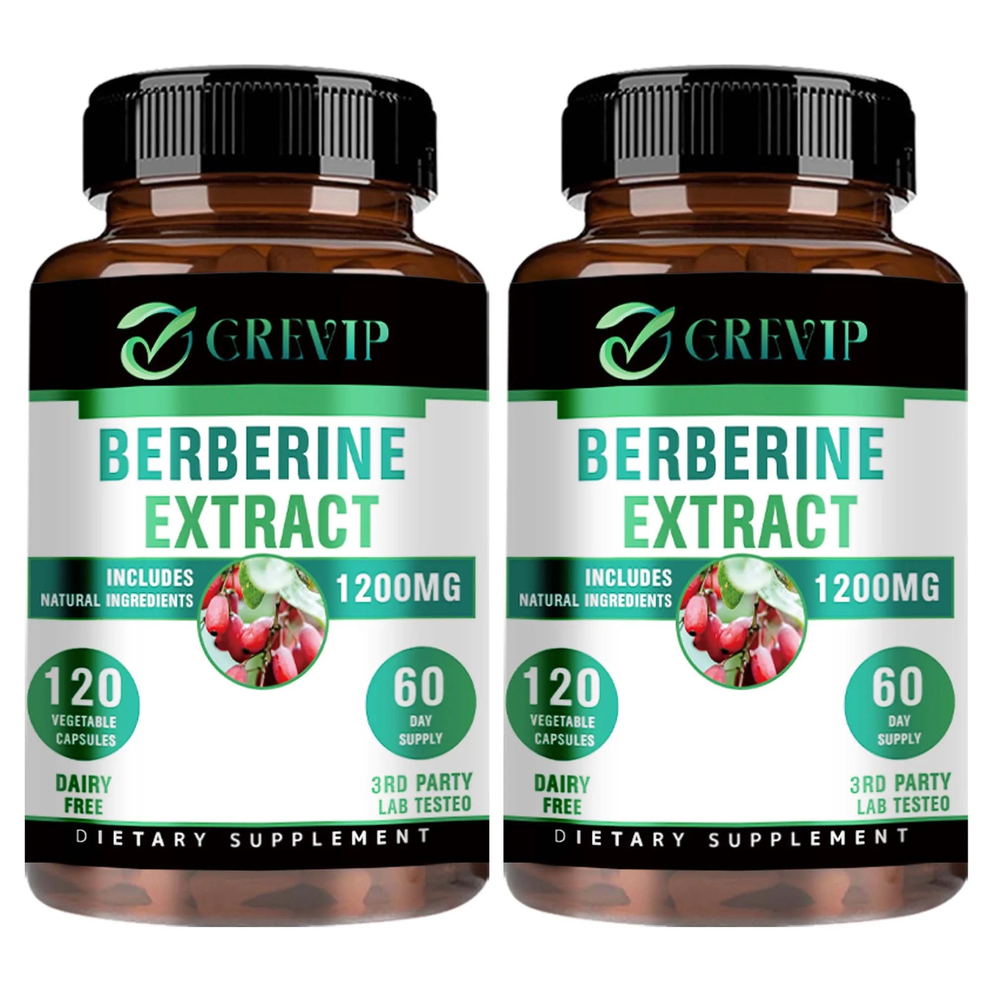 Berberine Supplement 1200mg - Gut Health, and Enhance Immunity, Helps with Glucose Levels - 120 Capsules Two-More favorable United States
