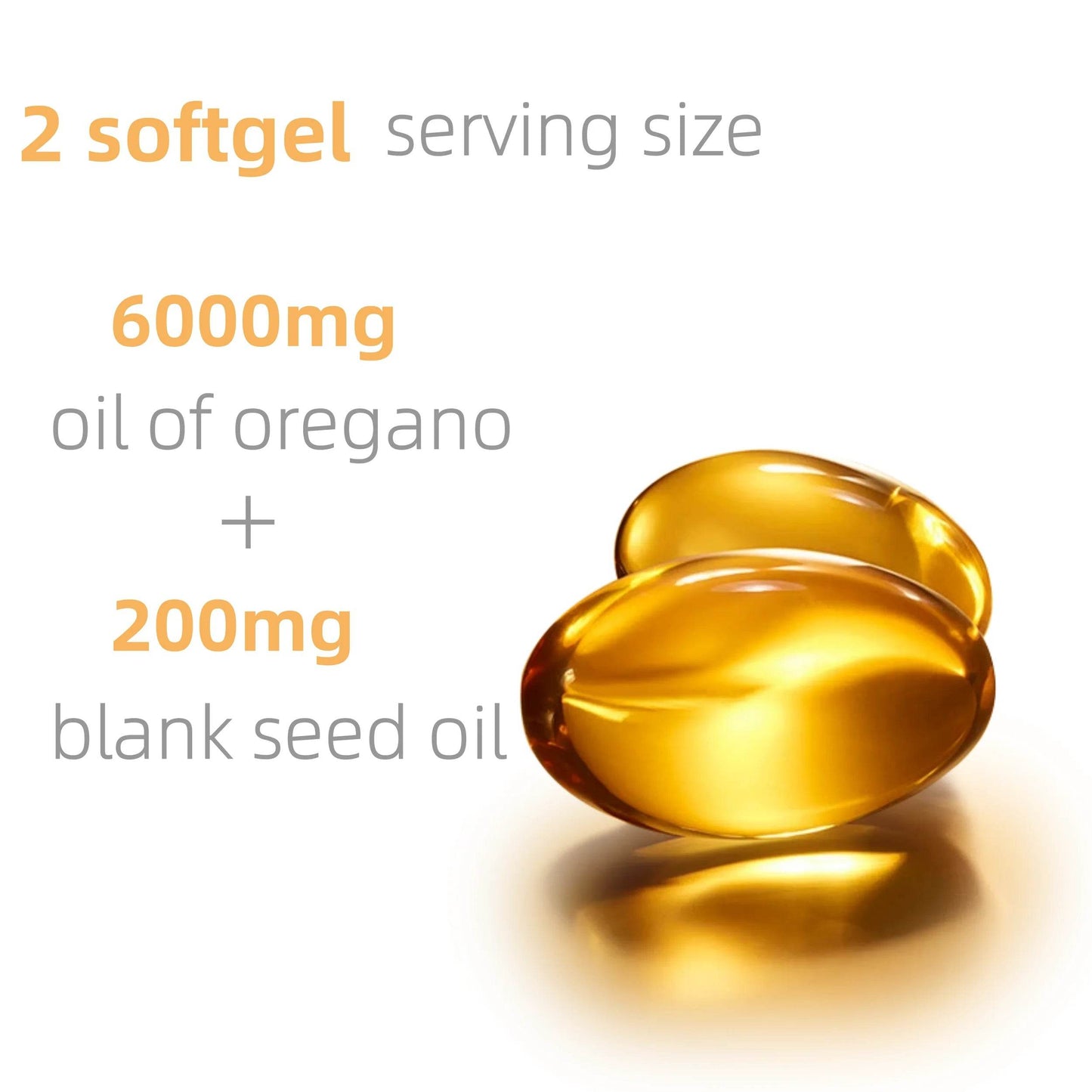 Oussiu Oil of Oregano Softgels 6000mg Per Serving, 300 Count 2 in 1 Formulated with Black Seed Oil 200mg Easy to Swallow