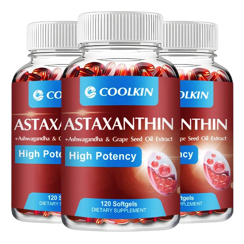 Astaxanthin 24mg - with Ashwagandha, Grape Seed Oil Extract - Supports Eye and Skin Health, Antioxidant - 120 Capsules Three - Best choice United States