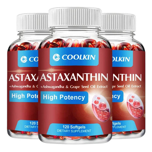 Astaxanthin 24mg - with Ashwagandha, Grape Seed Oil Extract - Supports Eye and Skin Health, Antioxidant - 120 Capsules Three - Best choice United States