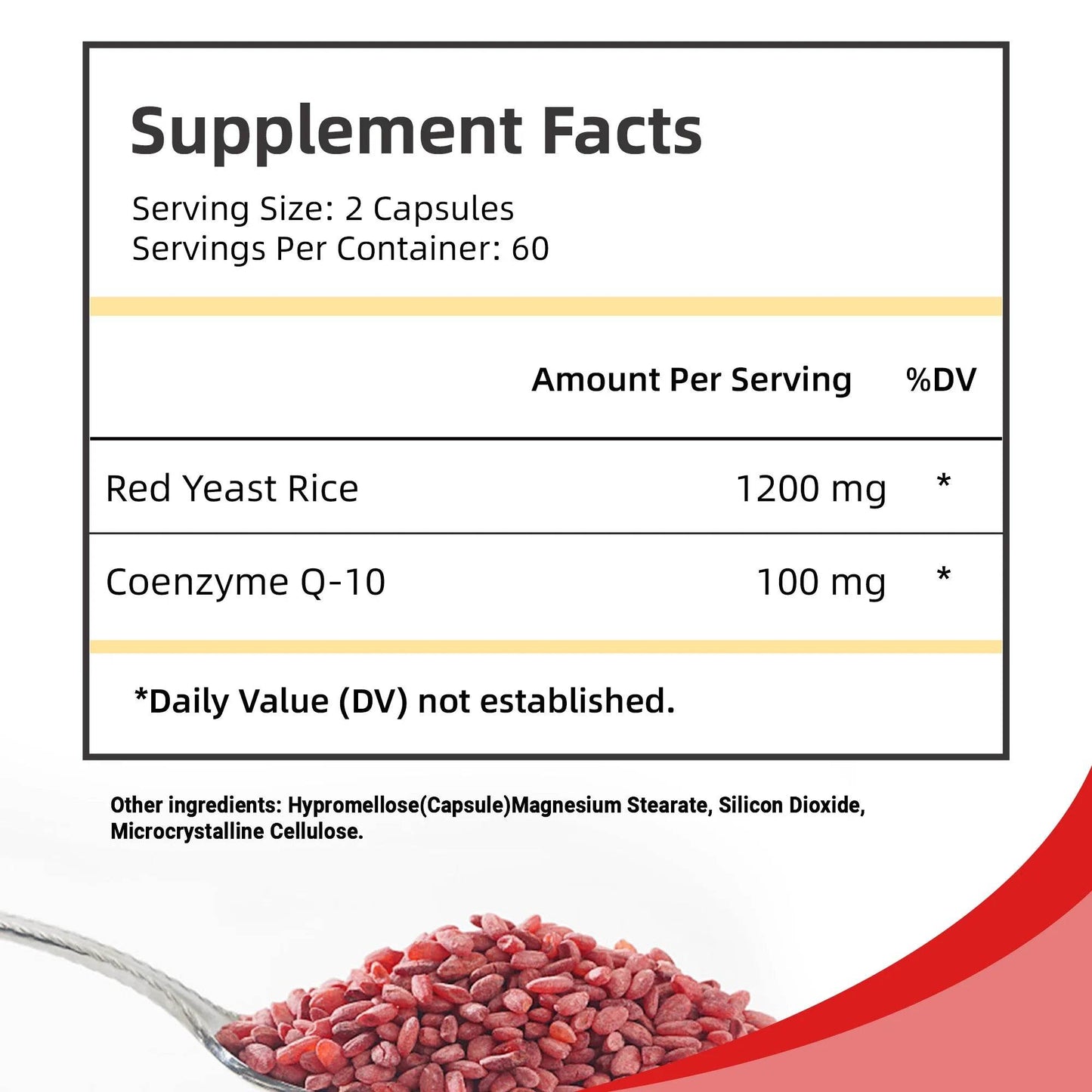 Red Yeast Rice CoQ10 - Supports Heart, Cardiovascular Health, and Maintains Healthy Cholesterol Levels - 120 Capsules