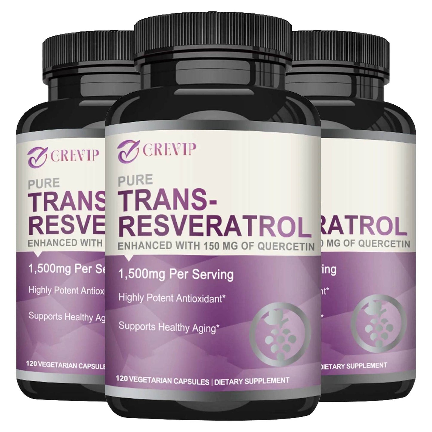 Trans-Resveratrol Supplement - Promotes Joint and Heart Health, Fights Aging, Brain Support - 120 Capsules Three-Best choice United States