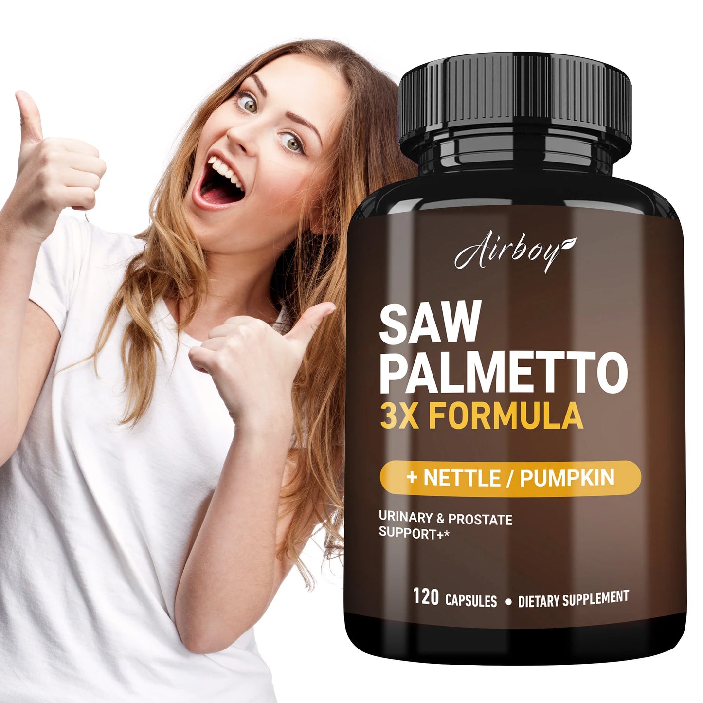 Saw Palmetto Capsules - Supports Prostate and Urinary Tract Health, Blocks DHT, and Promotes Healthy Hair Growth - 120 Capsules