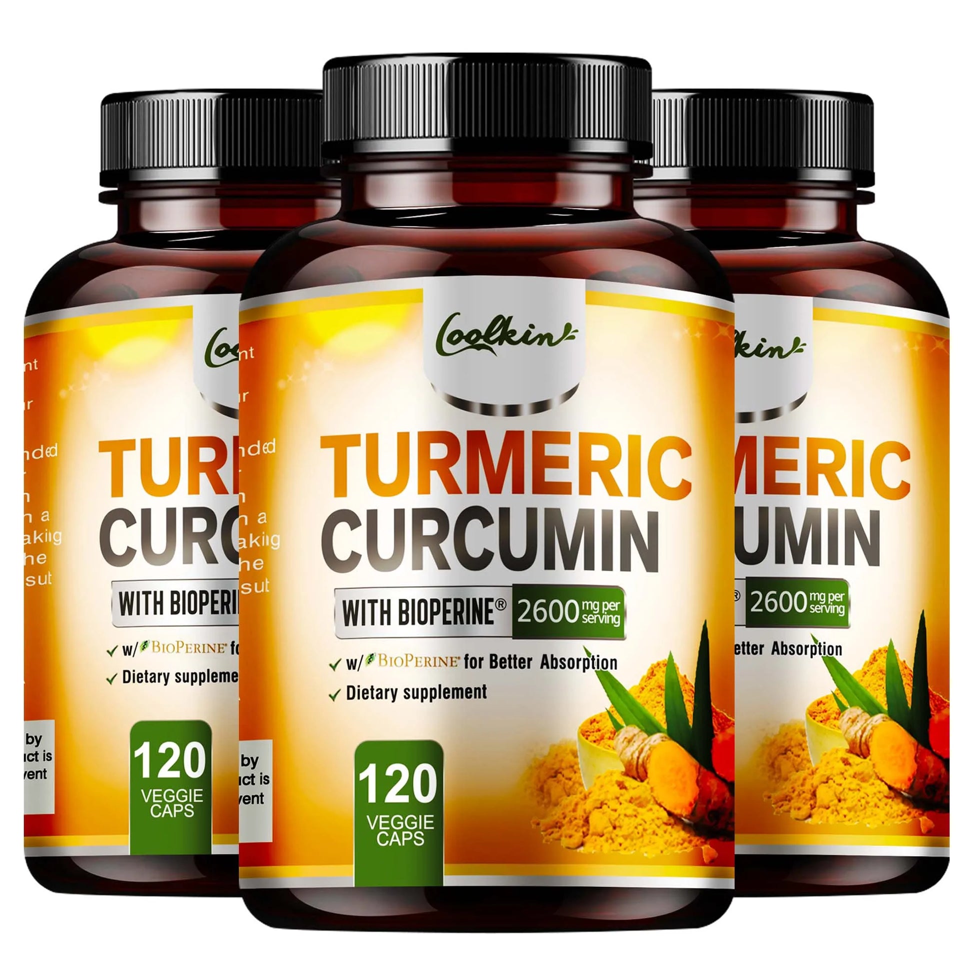 Turmeric Curcumin - 95% Curcumin & Bioperine - Highly Absorbable Turmeric Supplement, Joint & Digestion Health - 120 Capsules Three - Best choice United States