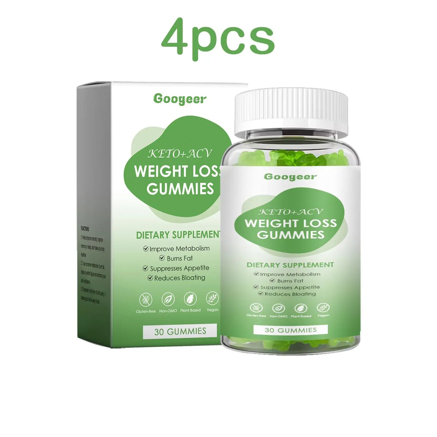 Googeer 30pcs Slimming Body Gummies Fat Burner Energy Support Dietary Supplement Fruit Flavor Anti Cellulite Weight Loss Gummies buy 2 free 2 United States