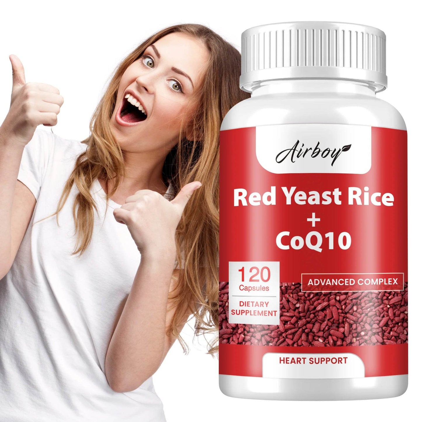 Red Yeast Rice CoQ10 - Supports Heart, Cardiovascular Health, and Maintains Healthy Cholesterol Levels - 120 Capsules