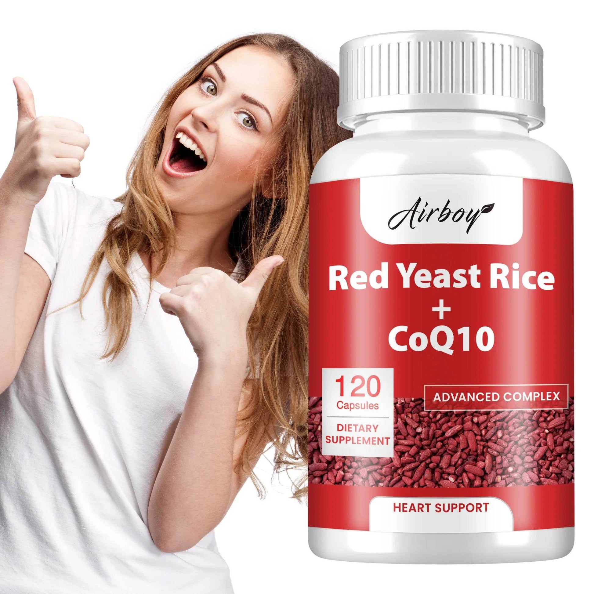 Red Yeast Rice CoQ10 - Supports Heart, Cardiovascular Health, and Maintains Healthy Cholesterol Levels - 120 Capsules