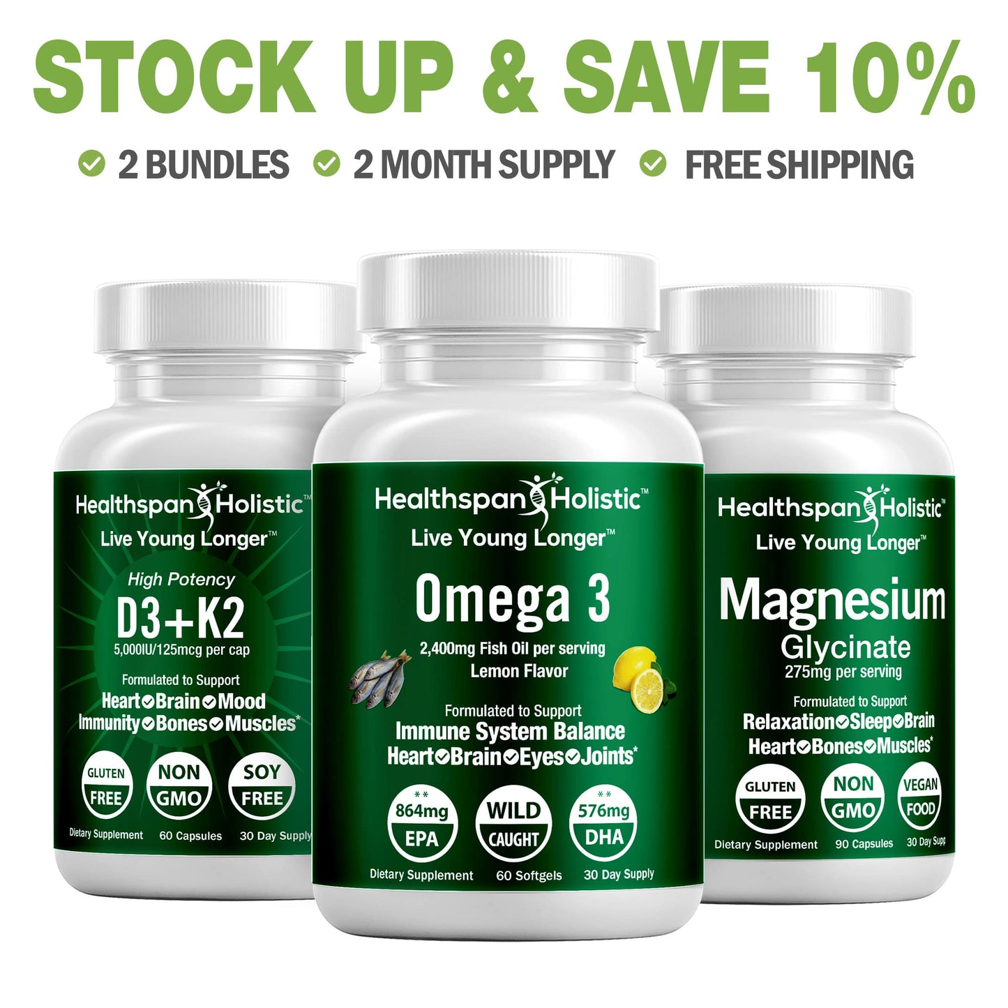 D3-Omega 3-Magnesium Daily Essentials Bundle