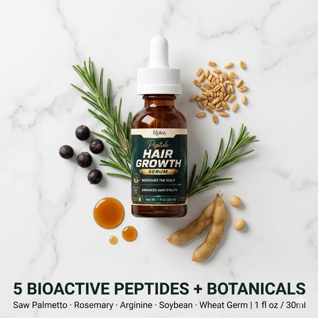Peptide Hair Growth Serum 2 Pack | 5 Bioactive Peptides Rosemary Saw Palmetto Arginine | Hair Growth Scalp Nourishment and Hair Vitality | 30ml Each