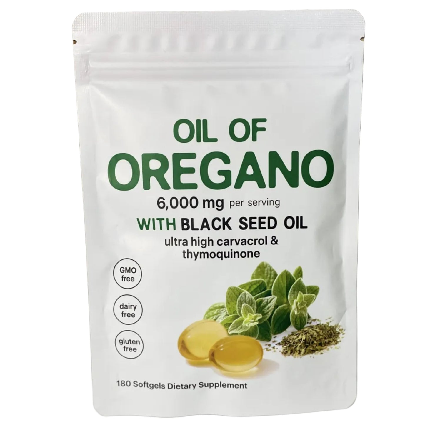Oil of Oregano with Black Seed Oil 2 Pack | 360 Softgels | 6000mg High Carvacrol | Immune and Gut Support