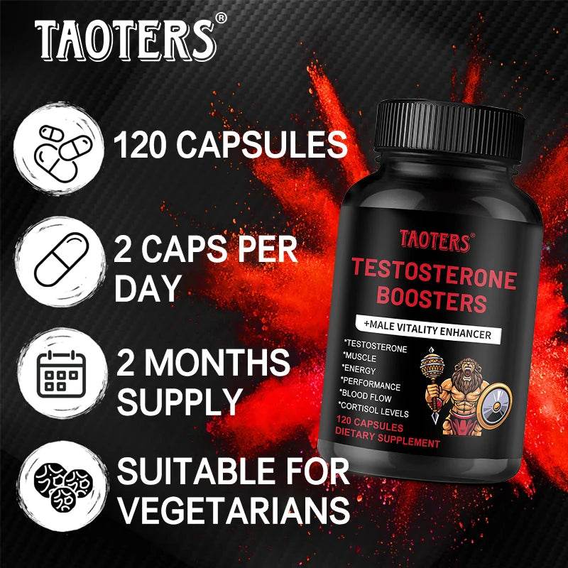 Taoters Male Vitality Booster - with Vitamins and Minerals - Supports Muscle, Energy, Performance, Blood Flow
