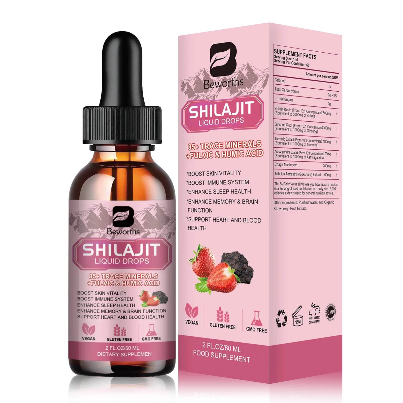 BEWORTHS Himalaya Original Pure Shilajit Drop Naturally Enriched with Fulvic Acid and 85+Trace Minerals, Gluten Free 60ml United States