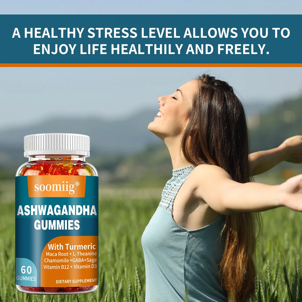 Ashwagandha Supplement - with Turmeric, Vitamins - Balances Mood, Energy, Promotes Calmness & Relaxation - 60 Capsules