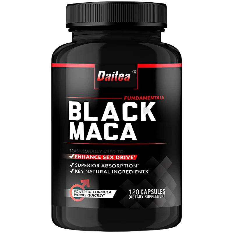 Organic Black Maca Capsules, Helps with Energy, Endurance, Mood Health, Antioxidant Support, Vegan, Non-GMO United States 120count