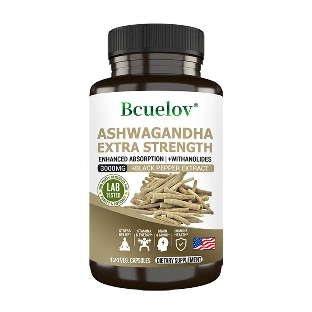 Ashwagandha Extract 3000 mg Root Anti-Stress Anxiety Supplement - Supports Better Sleep, Mood, Energy, 120 Capsules United States 120coumt