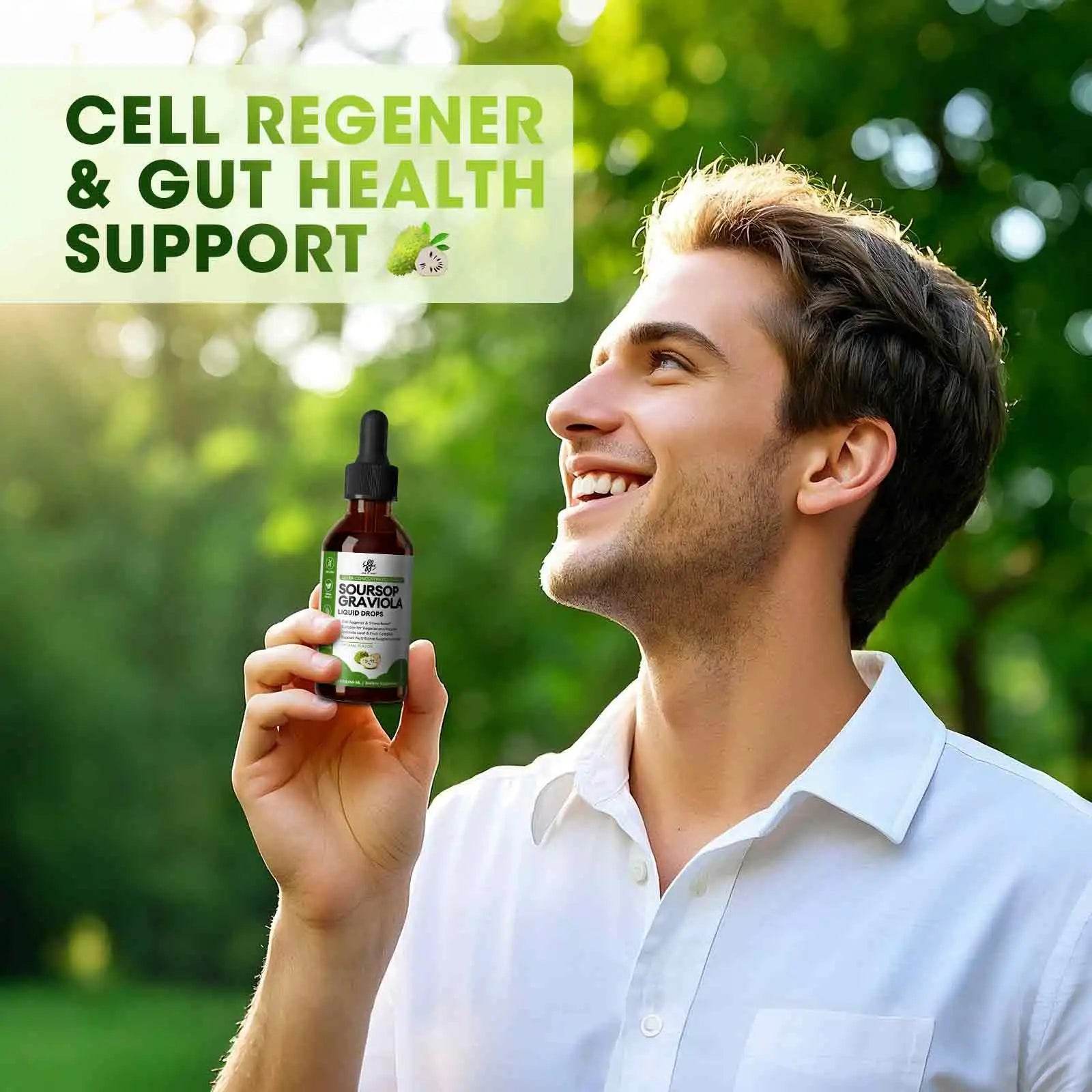 Soursop Graviola Liquid Drop for Cell Support & Regeneration, Immune System and Gut Health Support, Soursop Bitters Liquid