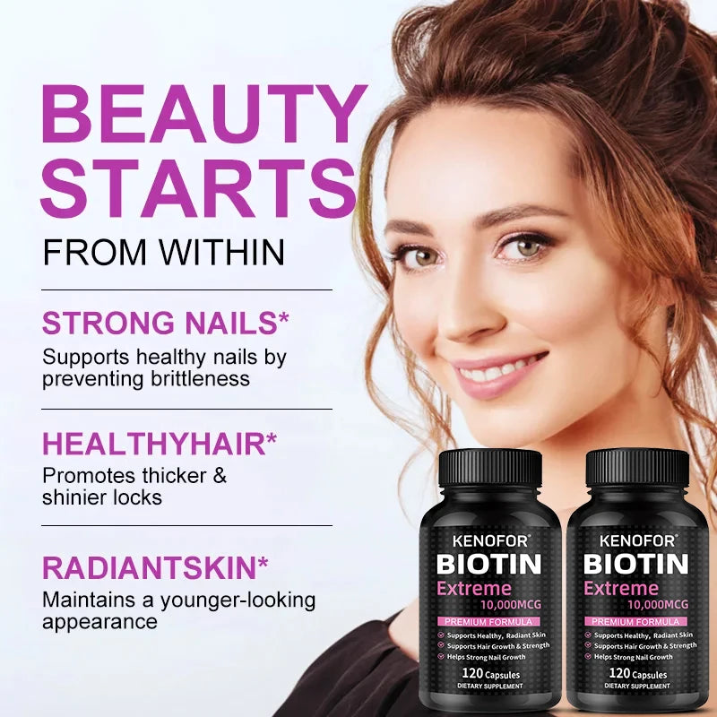 Biotin 10,000 Mcg - Vitamin Supplement To Support Energy Metabolism and Healthy Hair, Skin and Nails