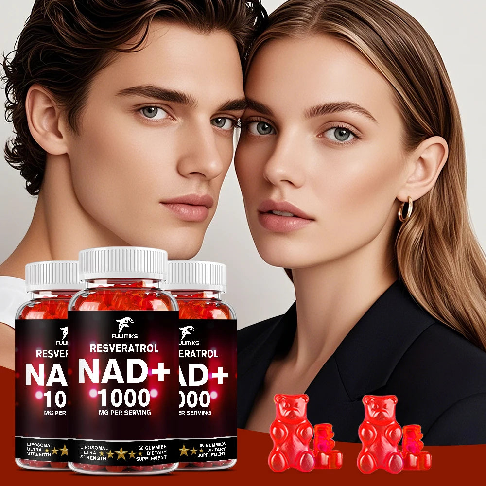 NAD+ Resveratrol Supplement Gummies - High Absorption, Energy Supplement, Daily Energy & Skin Support - 60 Gummies