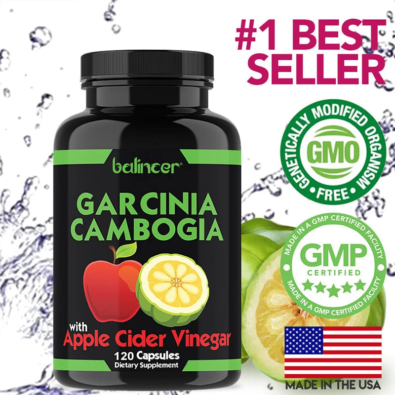 Garcinia Cambogia Extract, Apple Cider Vinegar Weight Loss Supplement - Metabolism Boost, Immune Boost, 120 Capsules