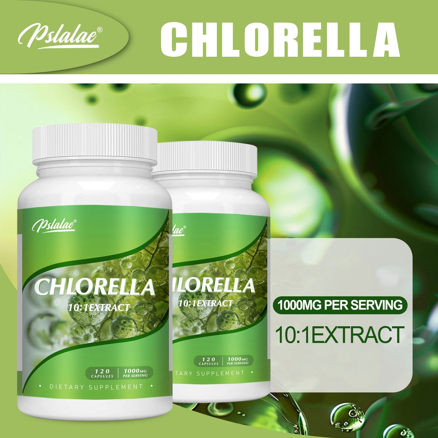 Chlorella - Liver Cleansing, Detoxification and Repair - Superfood Detox Supplement, Helps Free Radicals - 120 Capsules