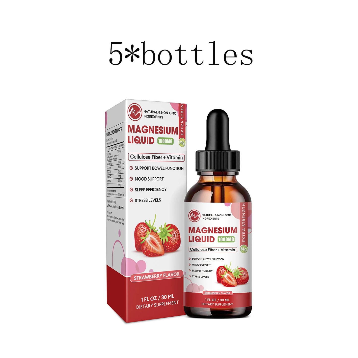 Magnesium Glycinate Liquid Drop, Vegan Non-GMO Complex Supplement Promotes Nerv,Relaxation,Muscle,Sleep Support 30Ml 5 bottles United States