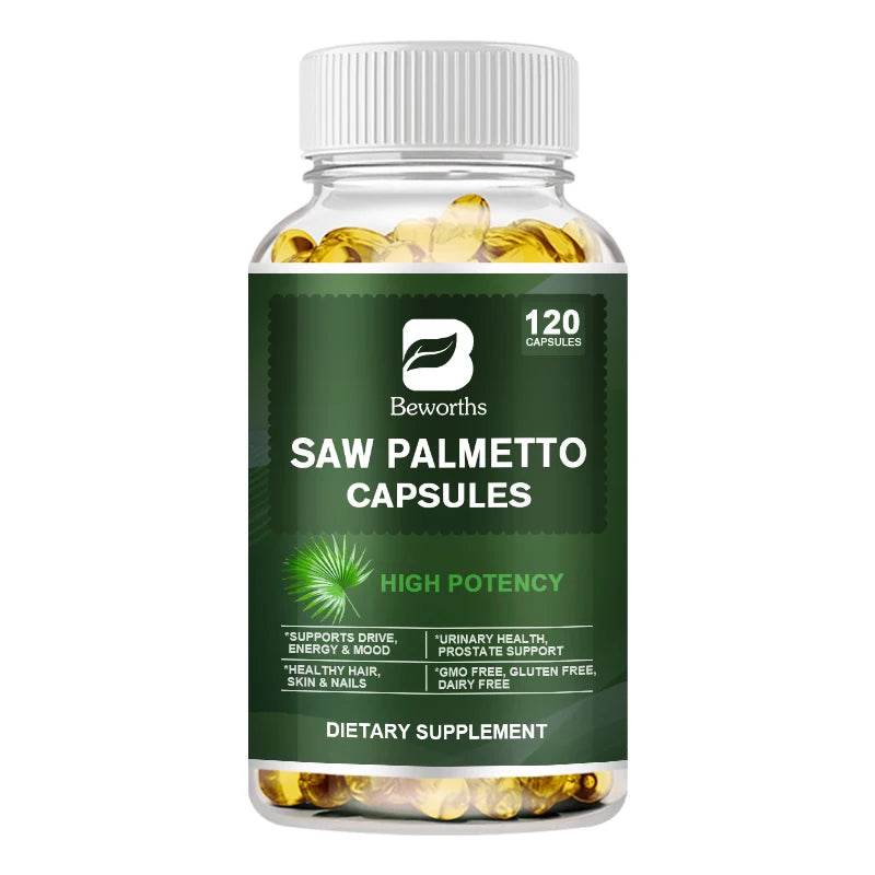 BEWORTHS Saw Palm Capsules Support Male Prostate Health ,Urinary Tract Health Enhance Vitality Support Hair health Hair Growth 120pcs United States