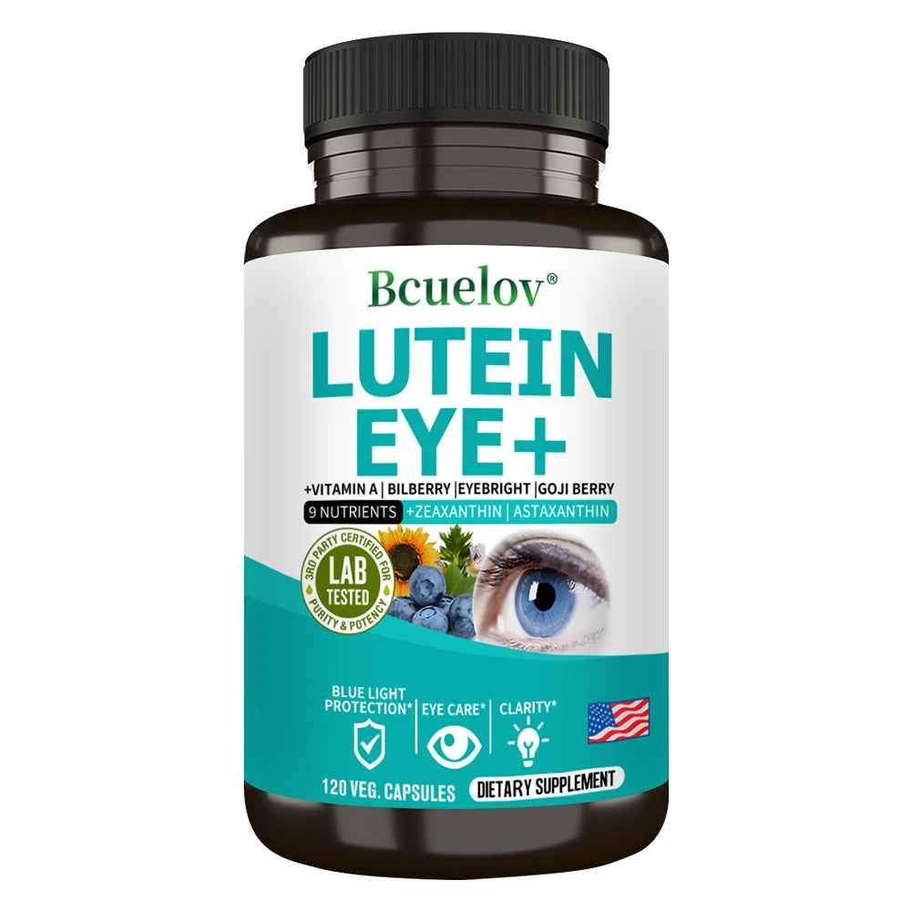 Lutein Eye + Vitamins - 9 in 1 Zeaxanthin Eyebright Bilberry Supplement Retina Eye Lens Healthy Night Vision