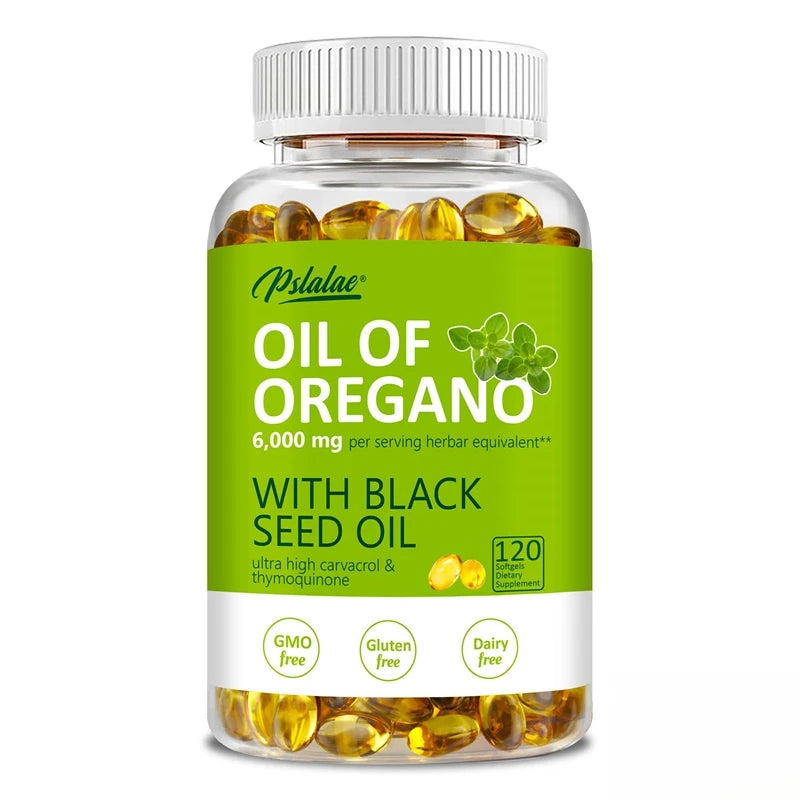 Oregano Oil Softgels - with Oregano & Black Seed Oil, for Digestion, Relieves Bloating, Boosts Immune, Antioxidant - 120pcs