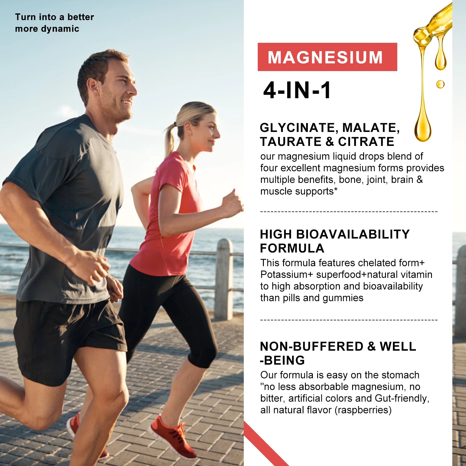 Mulittea Magnesium Liquid Drops - Triple Absorption Supplement To Support Nerves, Nighttime, Heart, Muscles