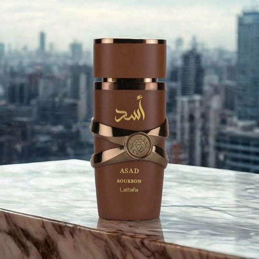 Lattafa Asad Bourbon Eau De Parfum Spray 3.4 oz (100ml) Unisex New in Box Sealed Original United States