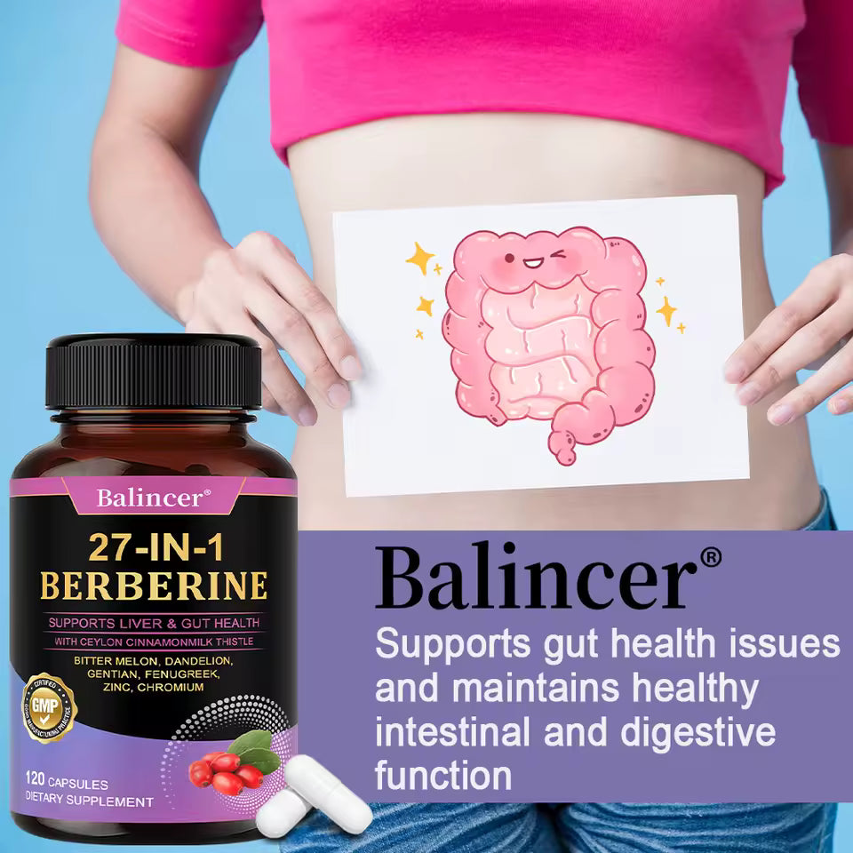 27-IN-1 Berberine Supplement | Liver and Gut Health | Blood Sugar Support | Ceylon Cinnamon Milk Thistle | 120 Capsules