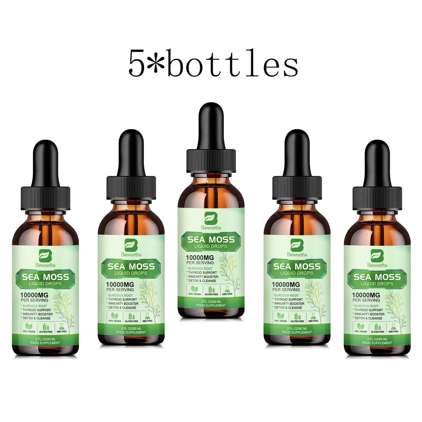 Organic Sea Moss Drops- Joint Support Supplement - Immune Support Supplement 5 bottles United States