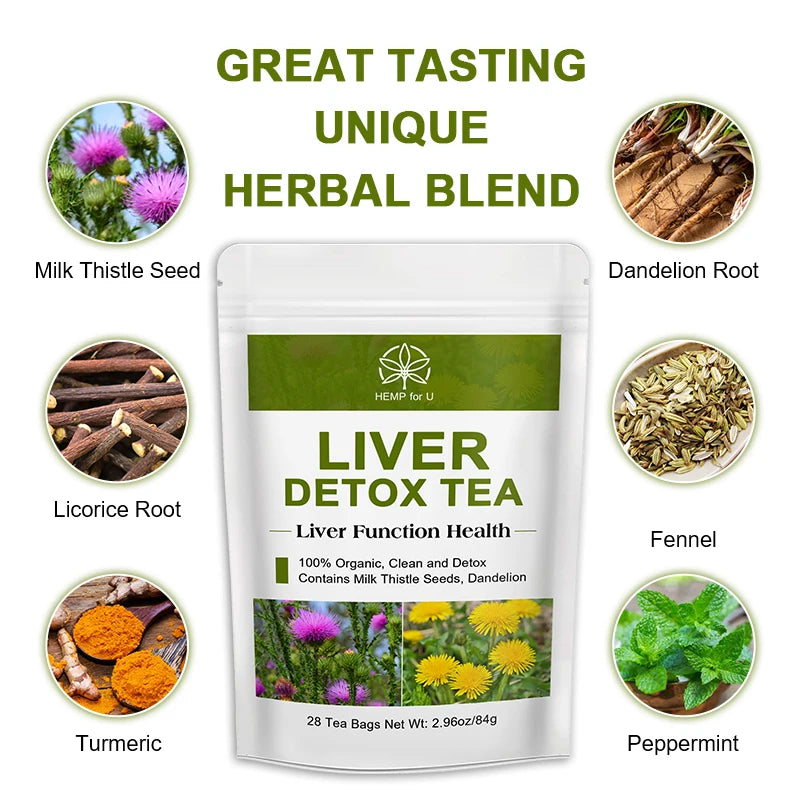 42 days Liver Cleanse Detox & Repair Herbal Tea - Silymarin Milk Thistle Supplements with Dandelion Root For Men & Women