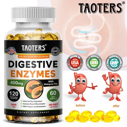 Digestive Enzymes Capsules - Aids in Bowel Movements, Metabolism, Nutrient Digestion and Intestinal Health