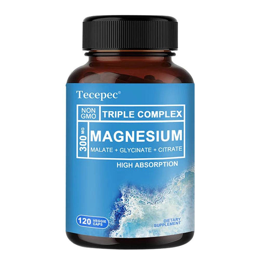 Triple Magnesium Complex | 300 mg Magnesium Glycinate, Malate & Citrate, Muscle, Nerve & Energy Support, 120 Capsules United States 120count