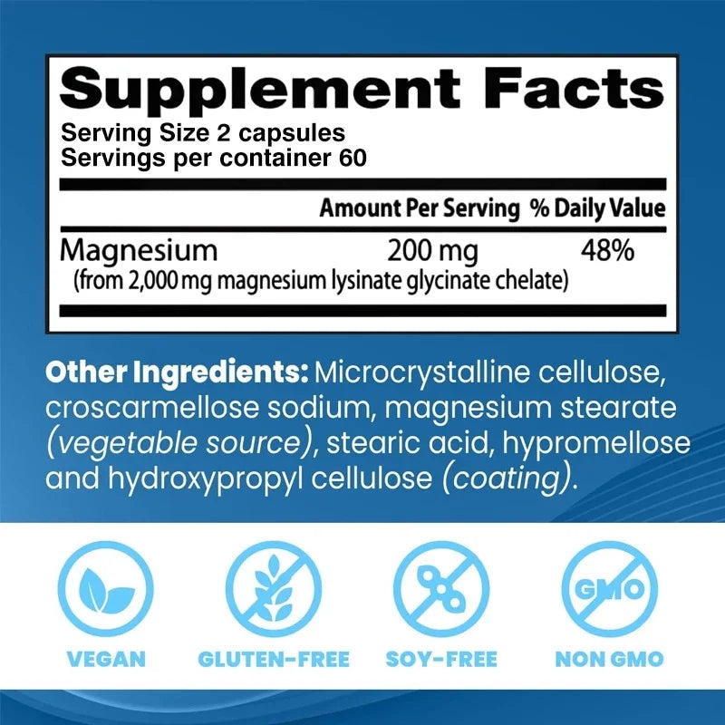 High Absorption Magnesium Complex Capsule - Bone,Muscle Heart Health Supplement,Sleep Support,Relaxation,Stress & Anxiety Relief