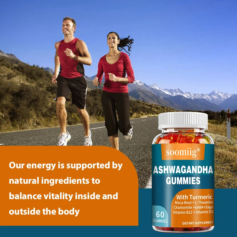 Ashwagandha Supplement - with Turmeric, Vitamins - Balances Mood, Energy, Promotes Calmness & Relaxation - 60 Capsules