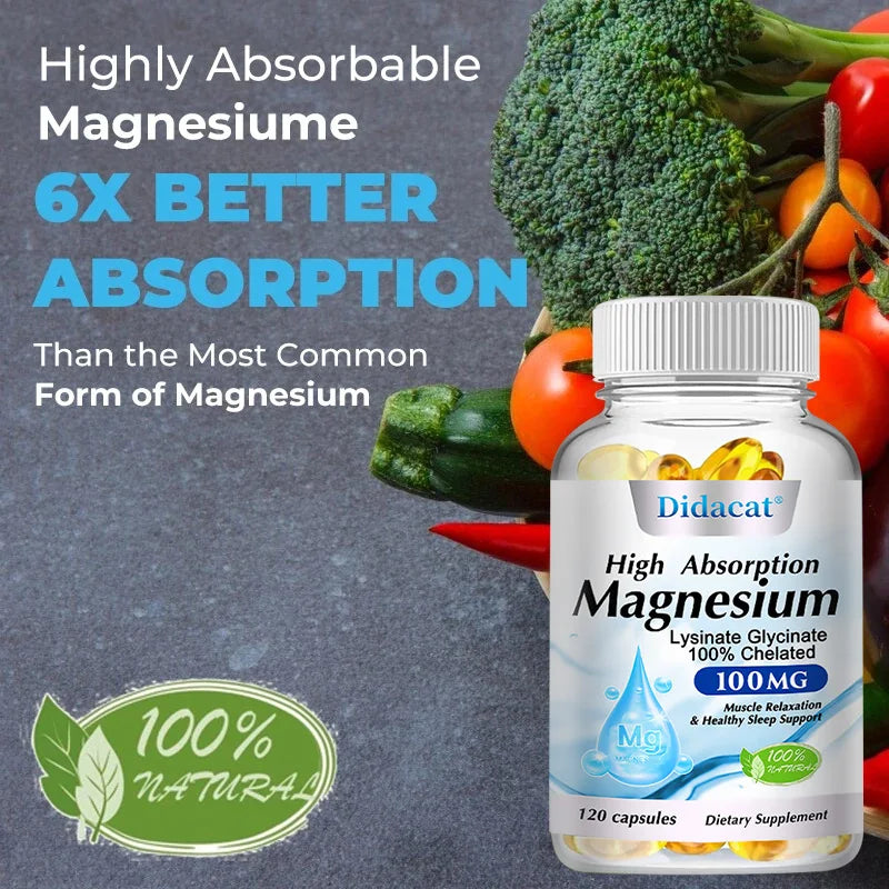 High Absorption Magnesium Complex Capsule - Bone,Muscle Heart Health Supplement,Sleep Support,Relaxation,Stress & Anxiety Relief
