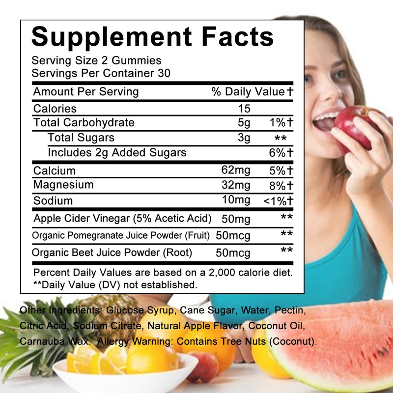 Apple Cider Vinegar 50 mg, Organic Pomegranate Juice Powder, Energy, Weight Management Support, 60 Capsules, Dietary Supplement