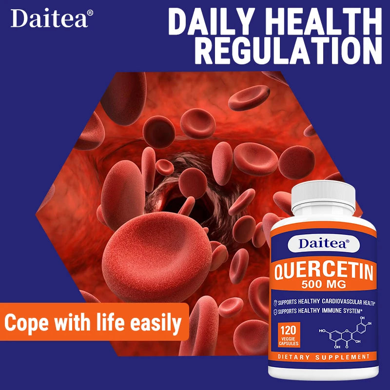 Quercetin 500mg Capsules -Supports Immune,Cardiovascular,Respiratory Health,Antioxidant Vegetarian Supplement for Men and Women