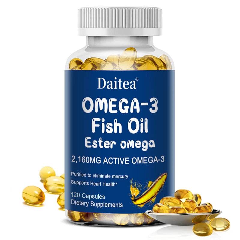 Omega 3 Fish Oil Dietary Supplement with DHA EPA to Support Eyes, Heart, Brain and Immune System 120count United States